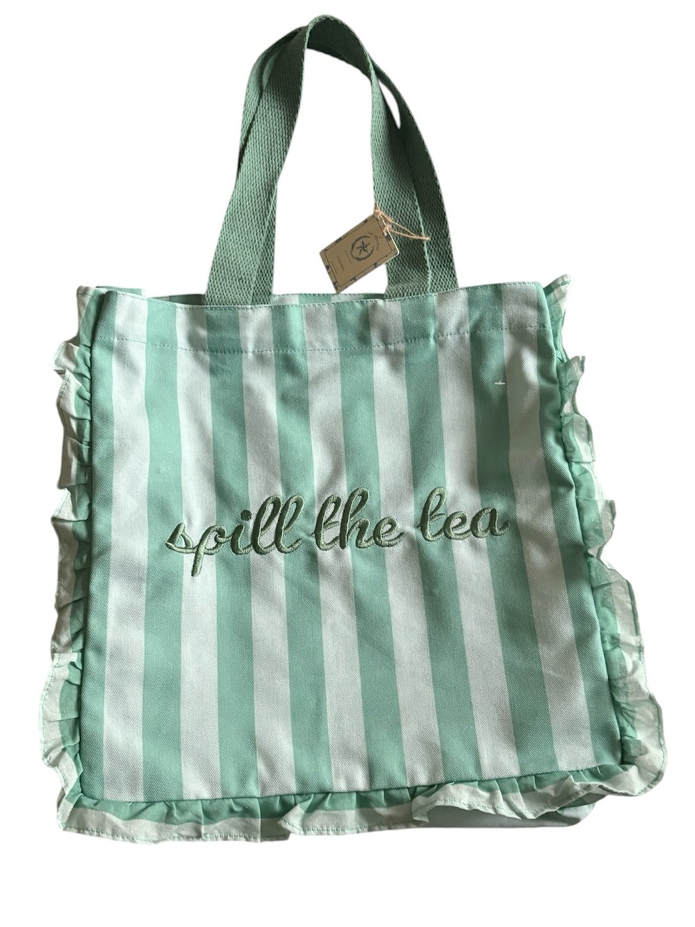 Rachel Ashwell “The Prairie” 100% Cotton Reusable Tote Bag - “spill the tea” NWT